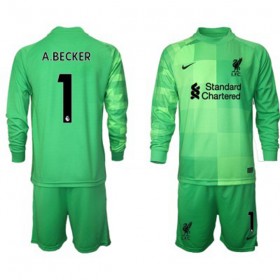 Liverpool Keeper Alisson Becker 1 Barn Hjemmedraktsett 2021-2022 Langermet (+ Korte bukser)